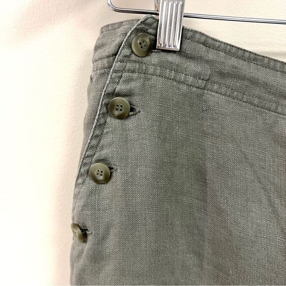 J jill high rise 100 % linen sailor style olive green pants size 8 - Picture 3 of 6